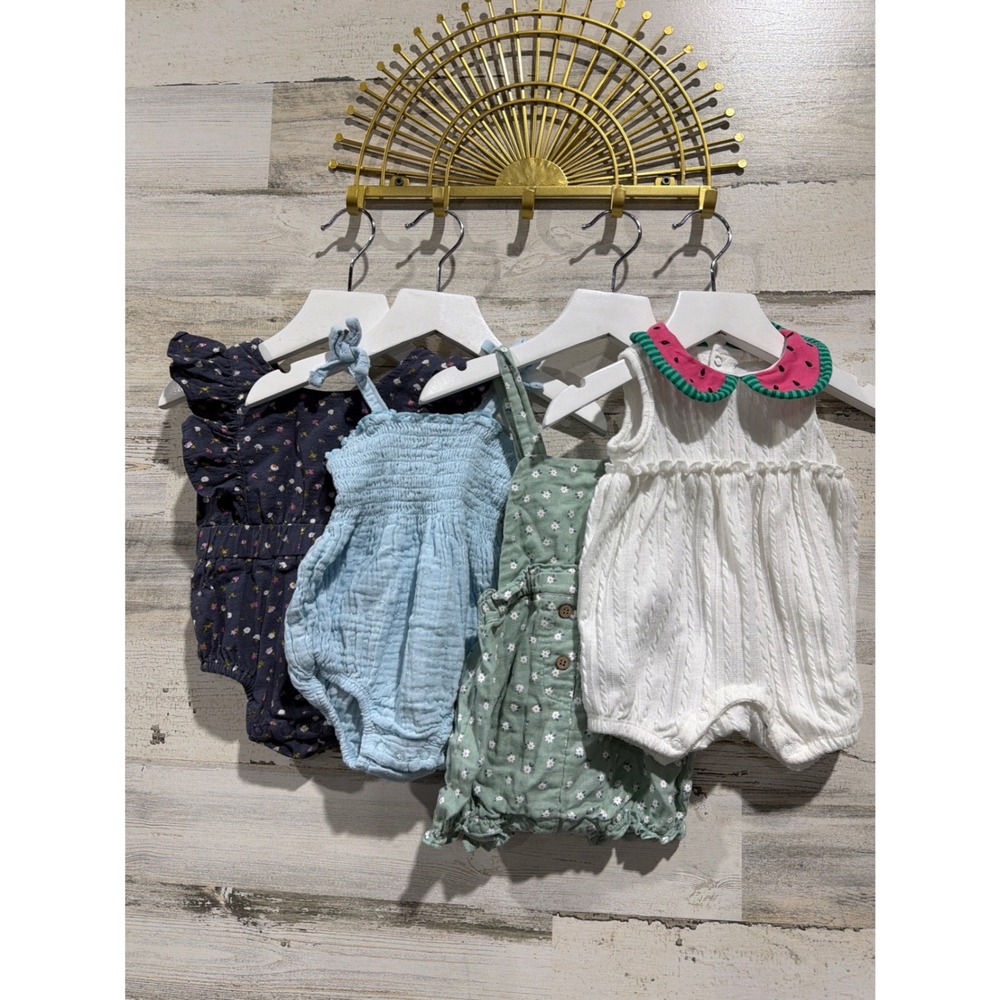 Mini Bean Burts Bees Mayoral Cat & Jack Bubble Romper Bundle Girls 0-3m